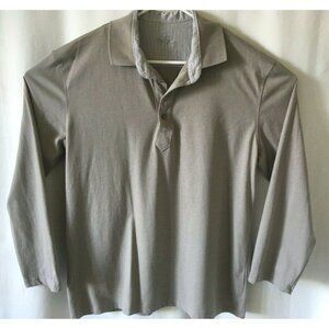 Van Laack Men's Polo Golf Shirt Lufthanza Brown Cotton Blend Long Sleeves Size L